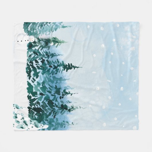 Gezellig winterbos fleece deken (Voorkant (Horizontaal))