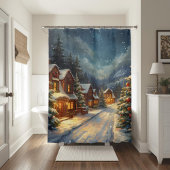 Gezellig Winterdorp Kerstbadkamer Gordijn