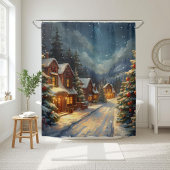 Gezellig Winterdorp Kerstbadkamer Gordijn