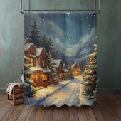 Gezellig Winterdorp Kerstbadkamer Gordijn