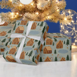 Gezellig Winterdorp Patroon Inpakpapier