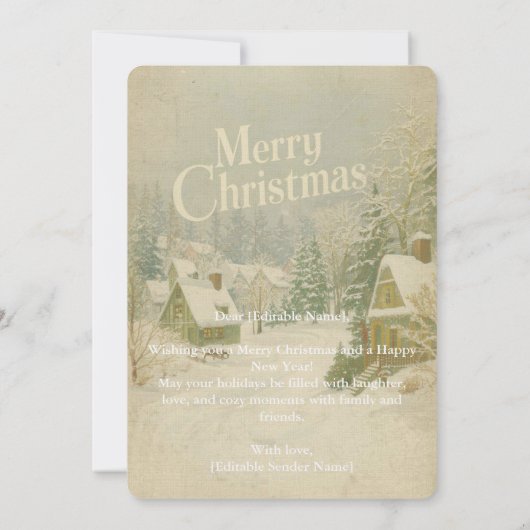 Gezellig Winterdorp Vrolijk Kerstfeest Kaart - 5x7 (Achterkant)