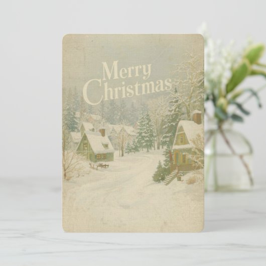 Gezellig Winterdorp Vrolijk Kerstfeest Kaart - 5x7 (Staand voorkant)