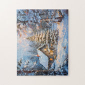 Gezellig winterhuisje met kerstboom legpuzzel (Verticaal)