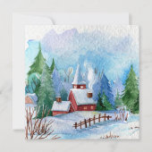 Gezellig winterlandschap Waterverf (Voorkant)