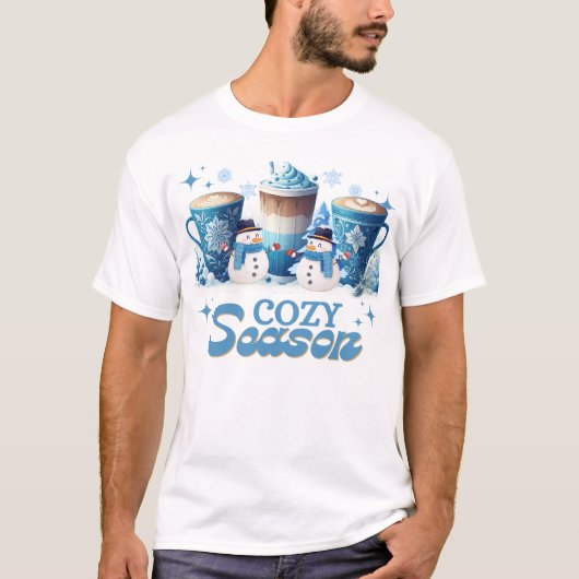 Gezellig winterseizoen Sneeuwman Koffie Kerstmis K T-shirt (Voorkant)