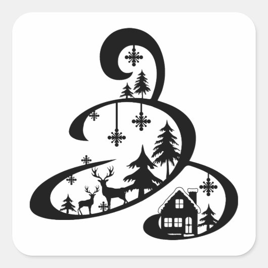 Gezellig winterseizoen vierkante sticker (Voorkant)