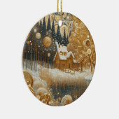 "Gezellig winterverblijf" Keramisch Ornament (Rechts)