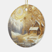 "Gezellig winterverblijf" Keramisch Ornament (Links)