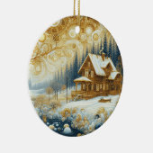 "Gezellig winterverblijf" Keramisch Ornament (Rechts)