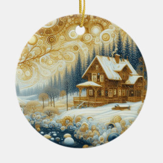 "Gezellig winterverblijf" Keramisch Ornament
