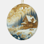 "Gezellig winterverblijf" Keramisch Ornament (Links)