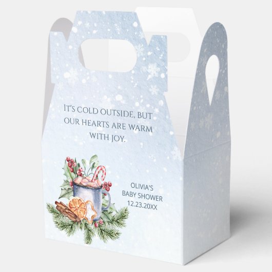 Gezellig winterwarm cacao sneeuwrijk Baby shower Bedankdoosjes (Geopend)