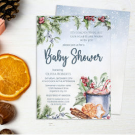 Gezellig winterwarm cacao sneeuwrijk Baby shower Kaart