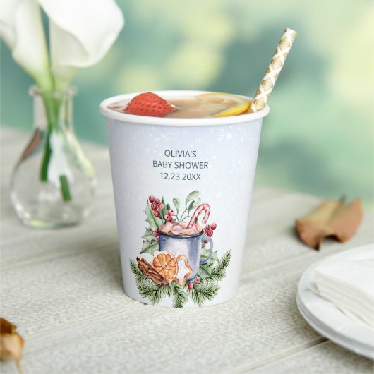 Gezellig winterwarm cacao sneeuwrijk Baby shower Papieren Bekers (Insitu)