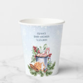 Gezellig winterwarm cacao sneeuwrijk Baby shower Papieren Bekers (Achterkant)