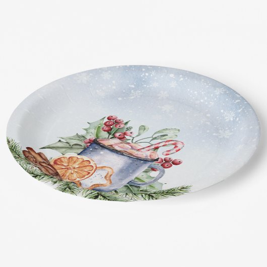 Gezellig winterwarm cacao sneeuwrijk Baby shower Papieren Bordje (Gekanteld)
