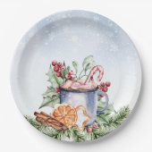 Gezellig winterwarm cacao sneeuwrijk Baby shower Papieren Bordje (Voorkant)