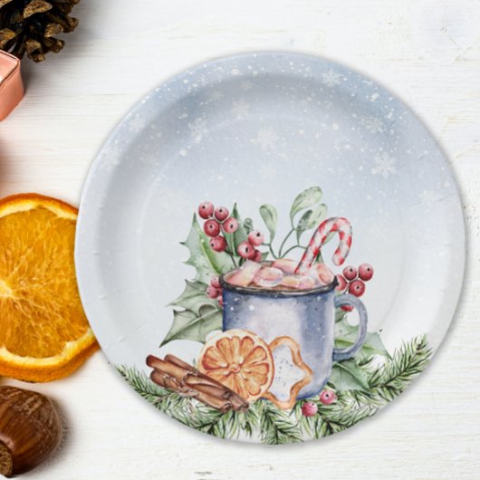 Gezellig winterwarm cacao sneeuwrijk Baby shower Papieren Bordje