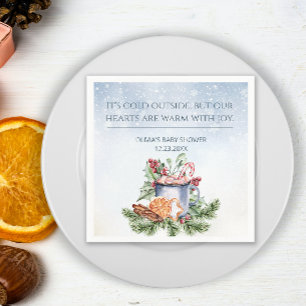 Gezellig winterwarm cacao sneeuwrijk Baby shower Servet