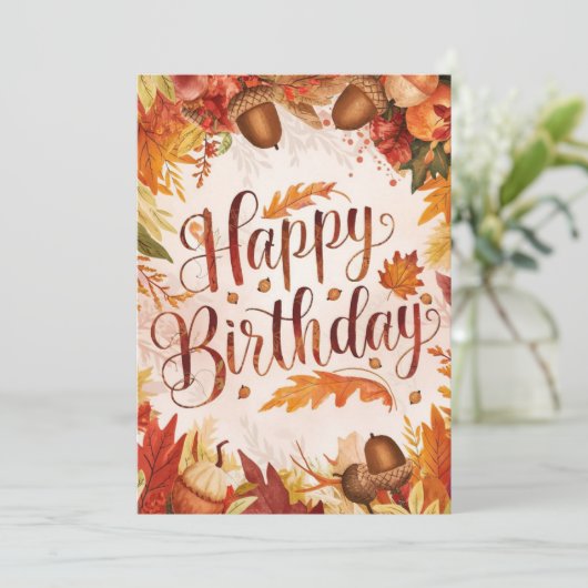 Gezellig Woodland Wens Herfst Herfst Gelukkige Ver Kaart (Staand voorkant)