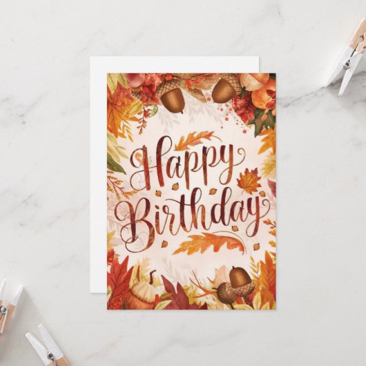 Gezellig Woodland Wens Herfst Herfst Gelukkige Ver Kaart (Voorkant / Achterkant in situ)