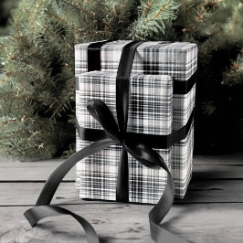 Gezellig zwart en wit geruite flanel patroon cadeaupapier