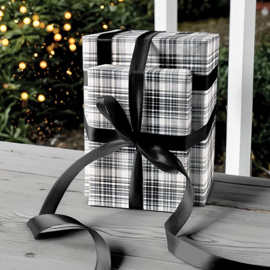 Gezellig zwart en wit geruite flanel patroon cadeaupapier