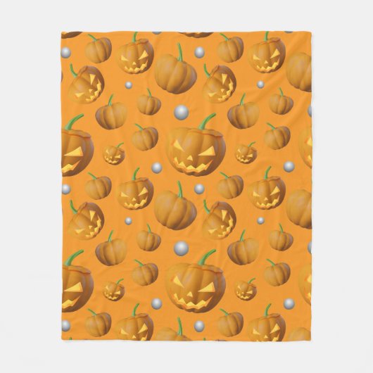 Gezellige 3D Jack O'Lantern & Pompoen Patroon Fleece Deken (Voorkant)