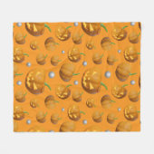 Gezellige 3D Jack O'Lantern & Pompoen Patroon Fleece Deken (Voorkant (Horizontaal))
