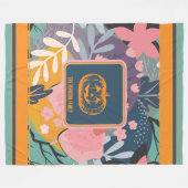 Gezellige Abstracte Bloemenpompoen Fleece Deken (Voorkant (Horizontaal))