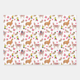 Gezellige Alpaca Capybara Llama met de hand geïllu Inpakpapier Vel