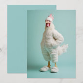 Gezellige antropomorfe kip harige pak slippers kaart (Voorkant / Achterkant)