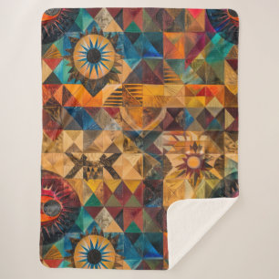 Gezellige Aqua "Erfelijke Artistiek" Pluche Sherpa Sherpa Deken