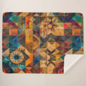 Gezellige Aqua "Erfelijke Artistiek" Pluche Sherpa Sherpa Deken (Voorkant (horizontaal))