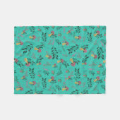 Gezellige Aqua Green Mushrooms en Botanische Patro Fleece Deken (Voorkant (Horizontaal))
