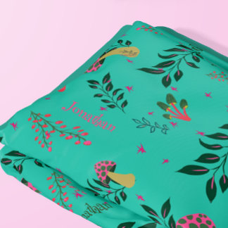 Gezellige Aqua Green Mushrooms en Botanische Patro Fleece Deken