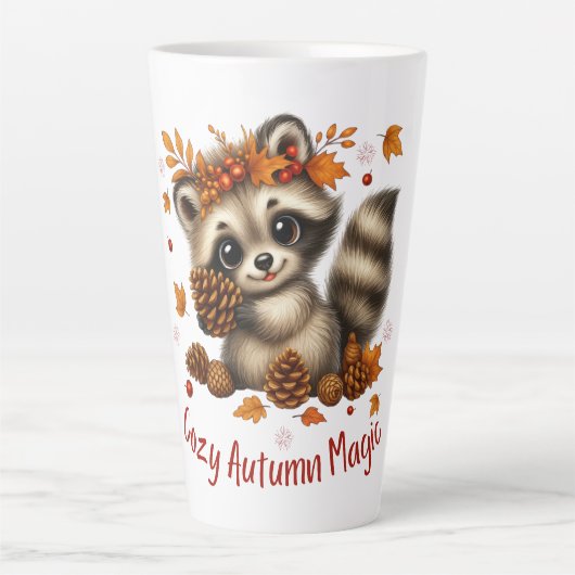 Gezellige Autumn Magic Racoon Latte Mok (Voorkant)