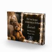 Gezellige avond met teddybeer zwangerschapsaankond fotoblokken (Rechts)