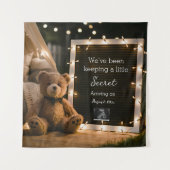 Gezellige avond met teddybeer zwangerschapsaankond wandkleed (Voorkant)
