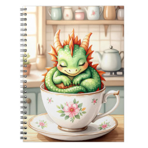 Gezellige Baby Dragon in een theekopje Notitieboek