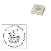 Gezellige Baby Fox Snuggled Teacup Moon Stars Adre Rubberstempel (Gestempeld)