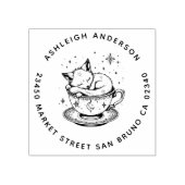 Gezellige Baby Fox Snuggled Teacup Moon Stars Adre Rubberstempel (Afrduk)