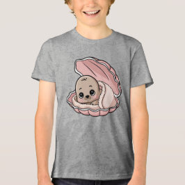 Gezellige Baby Seal in een Roze Zeeschelp Tri-Blend Shirt