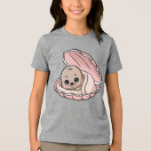 Gezellige Baby Seal in een Roze Zeeschelp Tri-Blend Shirt (Voorkant)