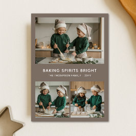 Gezellige Baking Spirits Heldere Familie Kerstfoto Feestdagenkaart