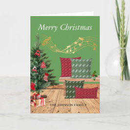 Gezellige bank vrolijk kerst Wenskaart Bedankkaart