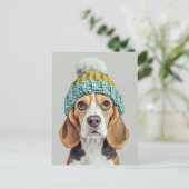 Gezellige Beagle in een Winter Knit Pet Briefkaart (Staand voorkant)