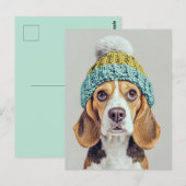 Gezellige Beagle in een Winter Knit Pet Briefkaart (Voorkant / Achterkant)
