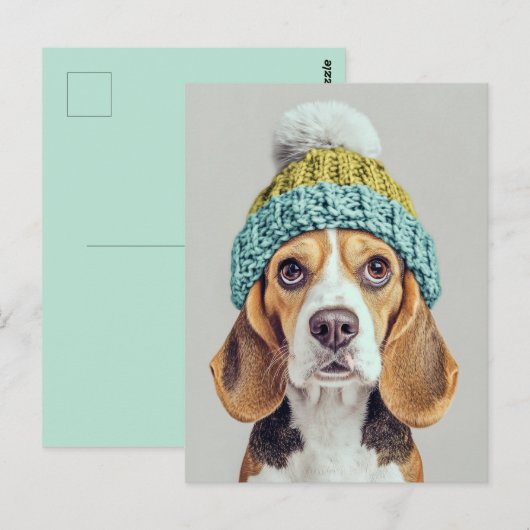 Gezellige Beagle in een Winter Knit Pet Briefkaart (Voorkant / Achterkant)